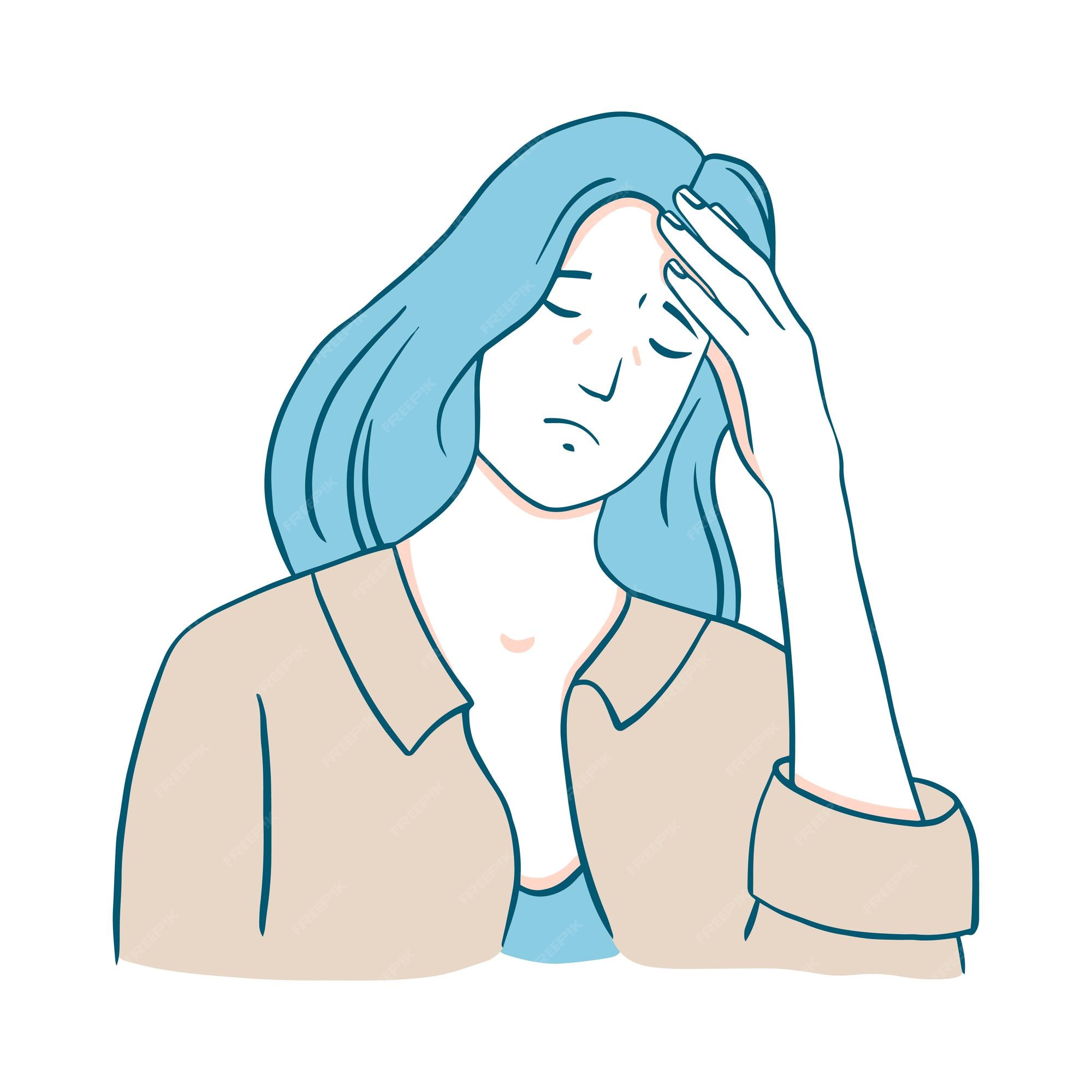 Premium Vector | The woman has a headache. the girl feels bad, she is ...