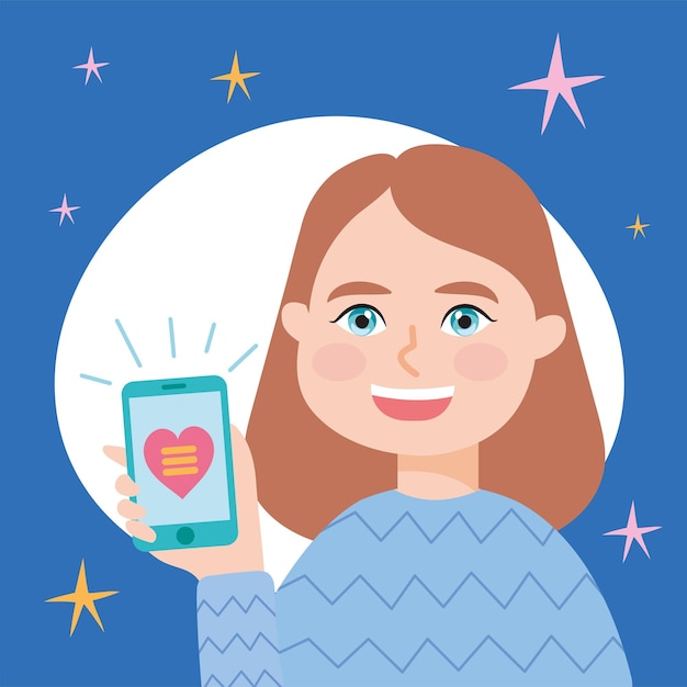 Premium Vector Woman Holding Cellphone Illustration