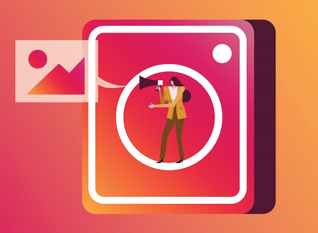 Download Free Woman Holding Megaphone On Instagram Application Icon Premium Vector Use our free logo maker to create a logo and build your brand. Put your logo on business cards, promotional products, or your website for brand visibility.