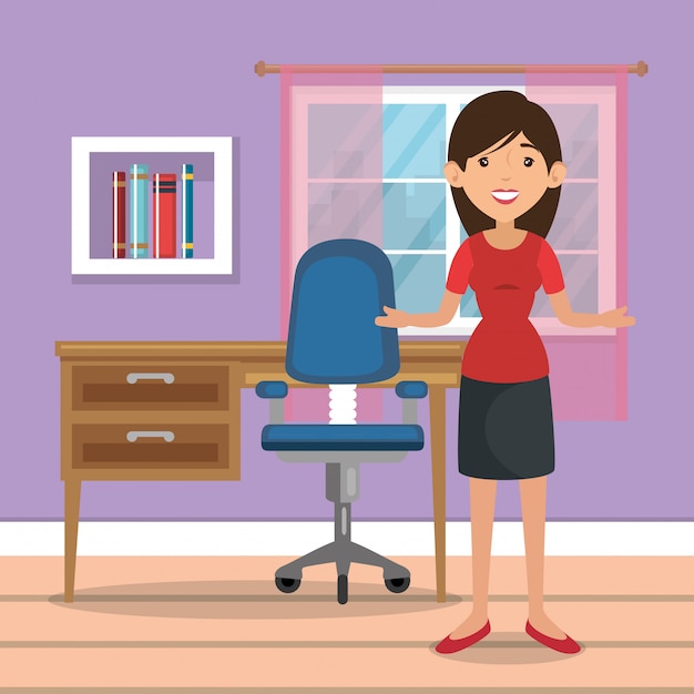 Download Woman in home office place house Vector | Free Download