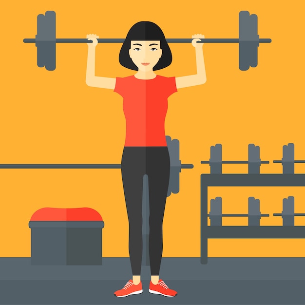 Download Woman lifting barbell | Premium Vector