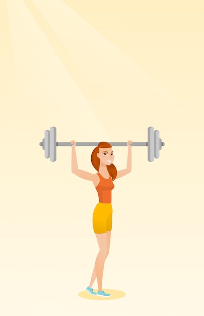 Download Woman lifting barbell | Premium Vector