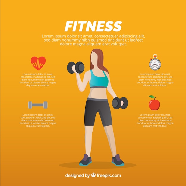 Download Woman lifting weights and health icons Vector | Free Download