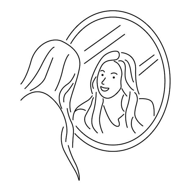 Premium Vector Woman Looking At Herself In A Mirror