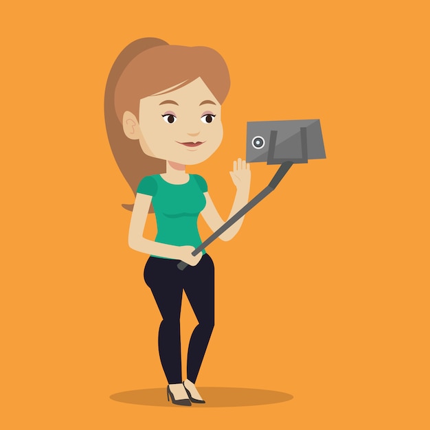 Premium Vector Woman Making Selfie Vector Illustration