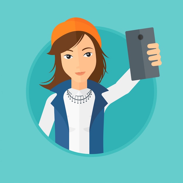 Premium Vector Woman Making Selfie