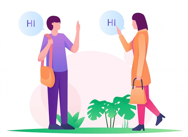 Premium Vector Woman And Man Say Hi Illustration Flat premium-vector-woman-and-man-say-hi-illustration-flat