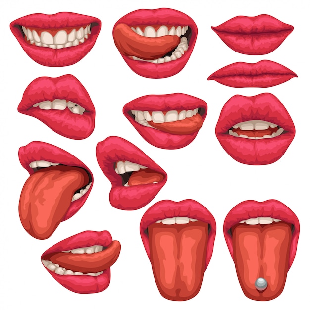 Premium Vector | Woman mouth set isolated