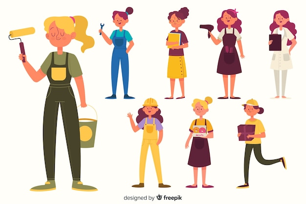 Woman occupation collection Free Vector