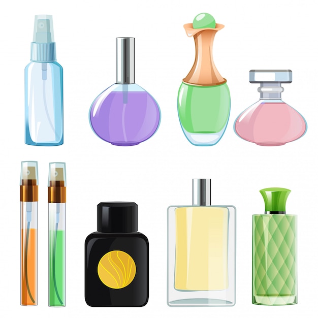 Premium Vector | Woman perfumes. glass bottles perfume on white