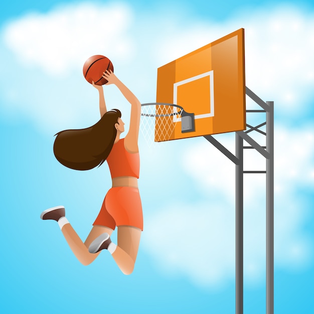 Premium Vector Woman Play Basketball