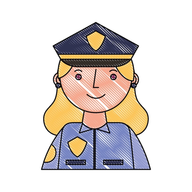 Woman police officer in uniform character portrait Premium Vector