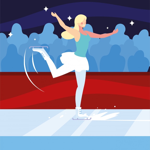 Download Premium Vector | Woman practicing figure skating , ice sport