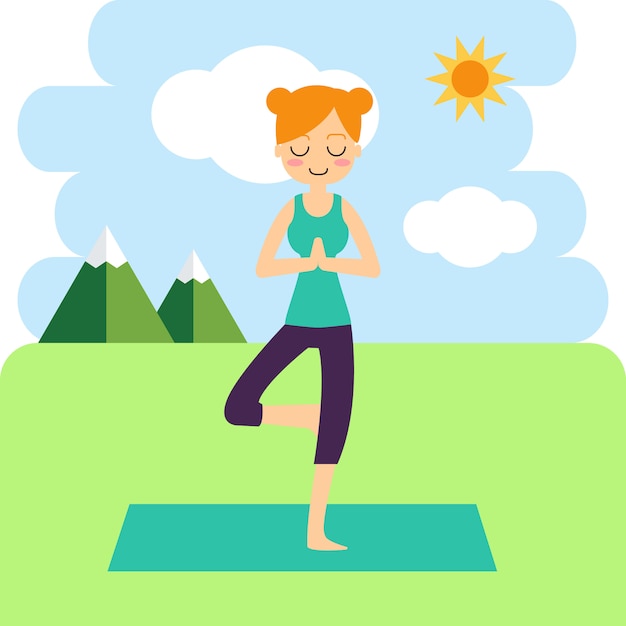 Free Vector | Woman practicing yoga on the background.