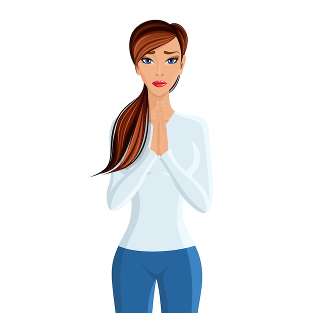 Download Woman praying portrait | Premium Vector