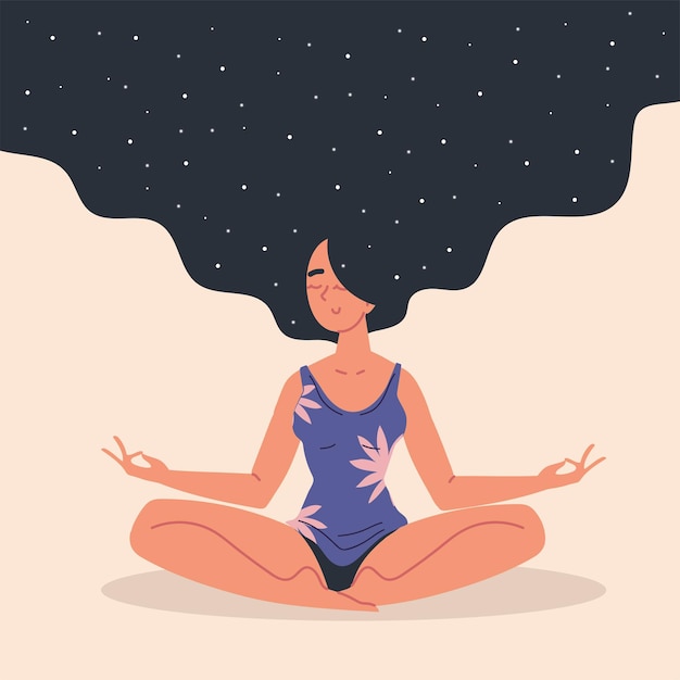 Premium Vector Woman Relaxing And Meditating