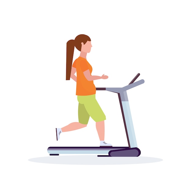 Premium Vector Woman Running Treadmill Sportswoman Working Out Healthy Lifestyle Concept 2739