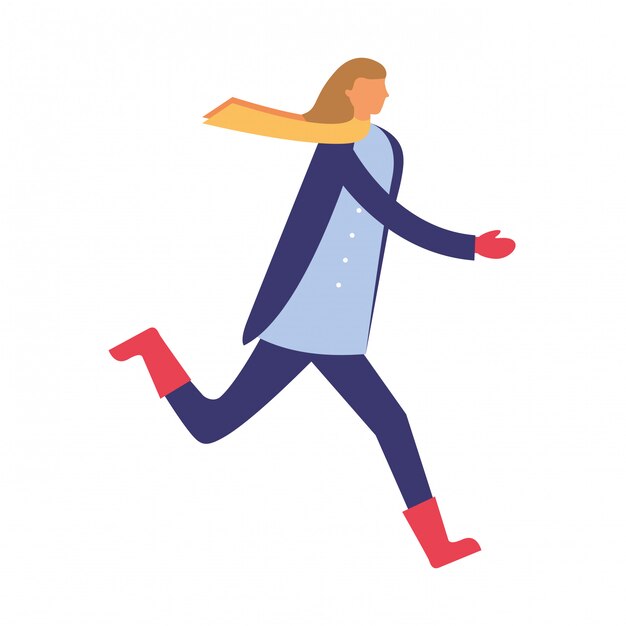 Premium Vector | Woman running with winter clothes