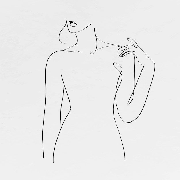 Free Vector Woman S Body Line Art Feminine Drawing On Gray Background