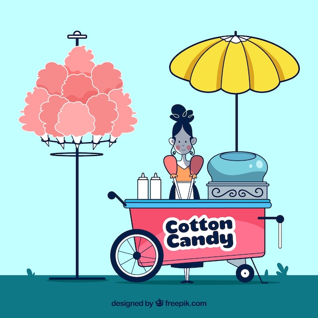 Woman selling cotton candy in the park
