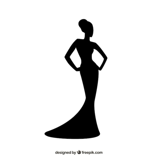 Download Woman silhouette with elegant dress Vector | Premium Download