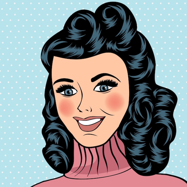 Download Woman smiling, comic style Vector | Free Download