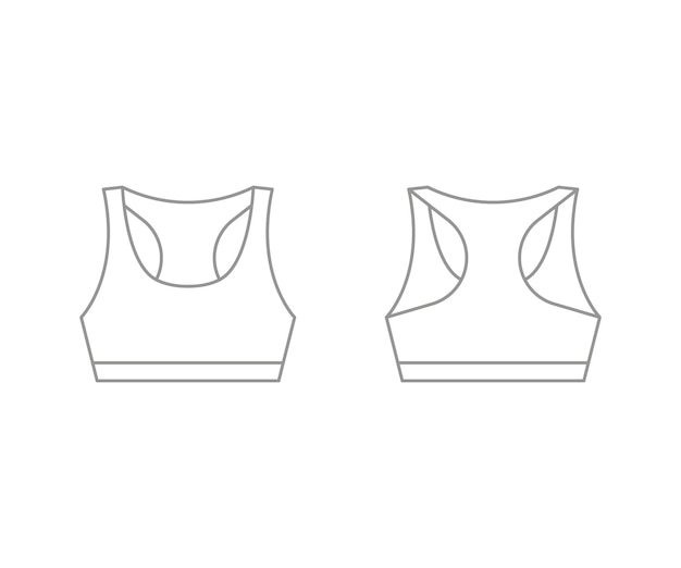 Premium Vector  Woman sport bra sketch outline template crop top technical  mockup bra in front and back view
