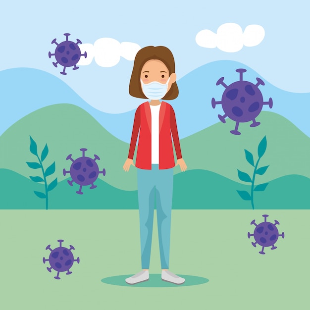 Download Woman using face mask for covid19 pandemic | Free Vector