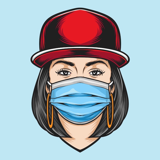 Download Woman wearing medical mask | Premium Vector