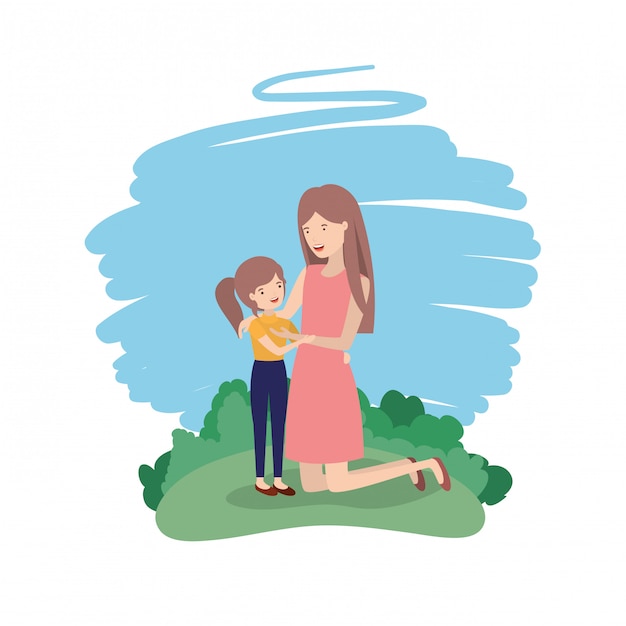 Premium Vector | Woman with daughter avatar character