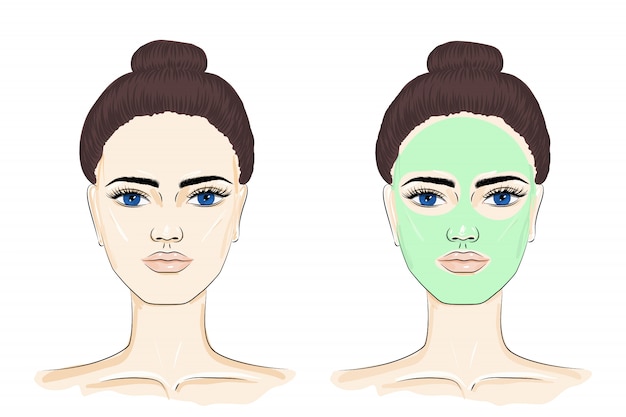 Download Woman with face mask. Vector | Premium Download