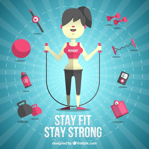 Woman with fitness elements