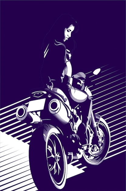 Download Woman with motorcycle | Premium Vector