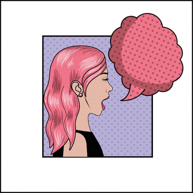 Download Free Woman With Pink Hair And Speech Bubble Pop Art Style Premium Vector Use our free logo maker to create a logo and build your brand. Put your logo on business cards, promotional products, or your website for brand visibility.