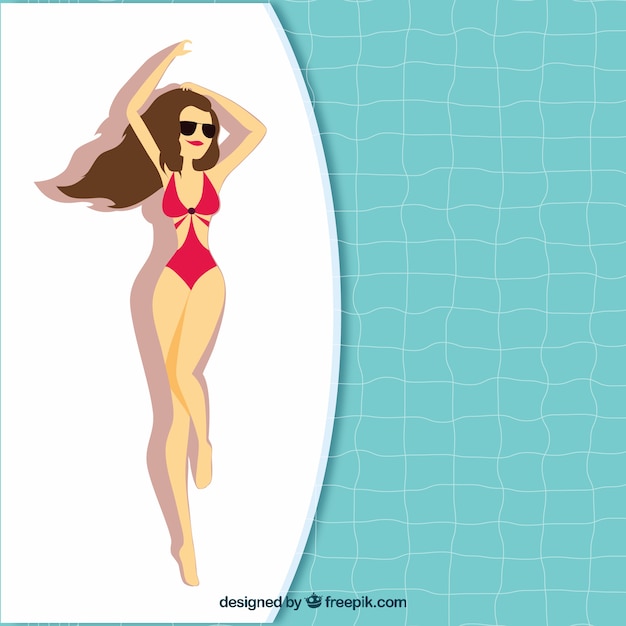 Woman with swimsuit in the swimming pool
background