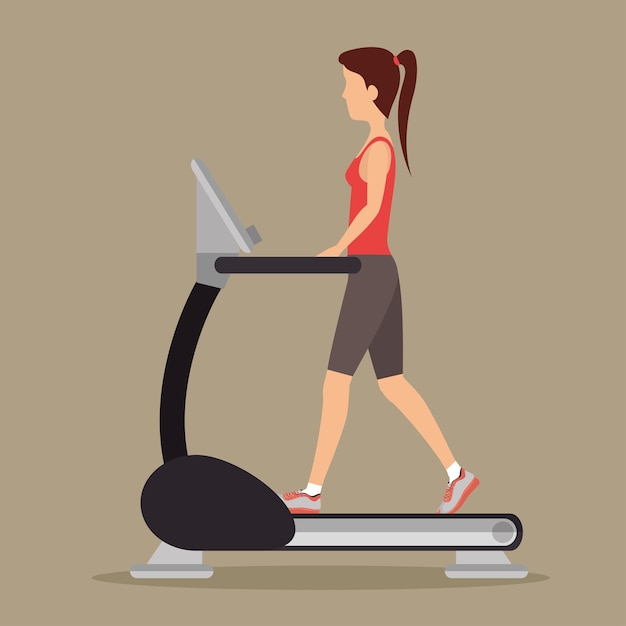 Premium Vector | Woman with walking machine gym