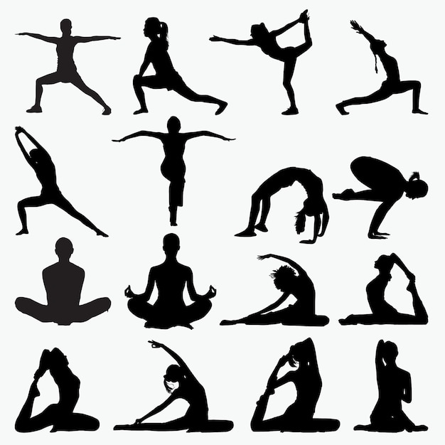 Download Woman yoga silhouettes | Premium Vector