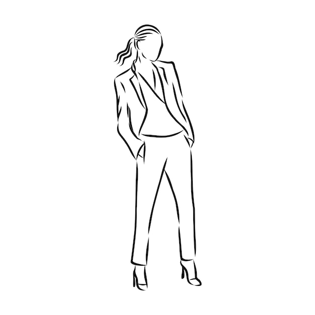 Premium Vector | Women in business suits, vector sketch illustration