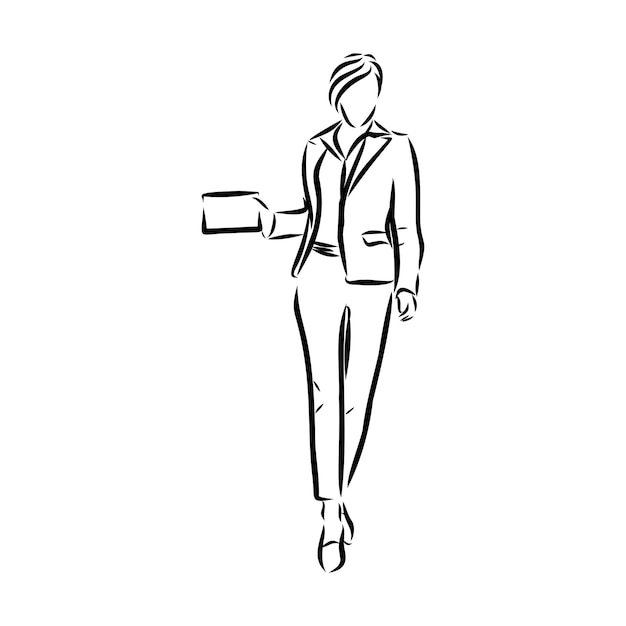 Premium Vector | Women in business suits, vector sketch illustration