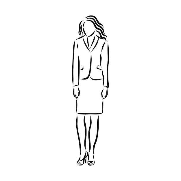 Premium Vector | Women in business suits, vector sketch illustration