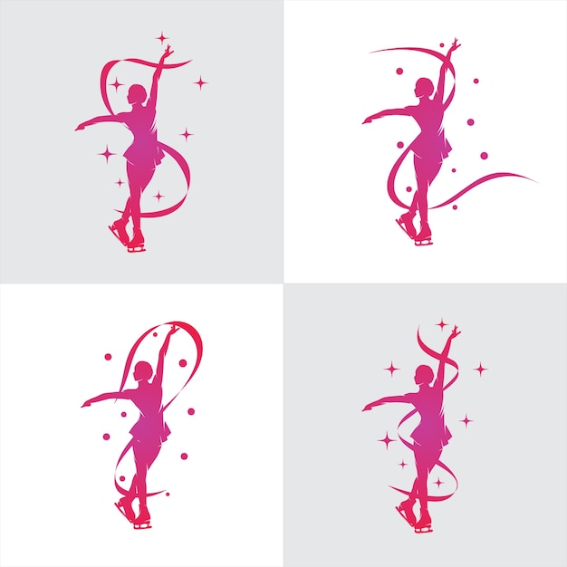 Premium Vector | Women figure skating logo