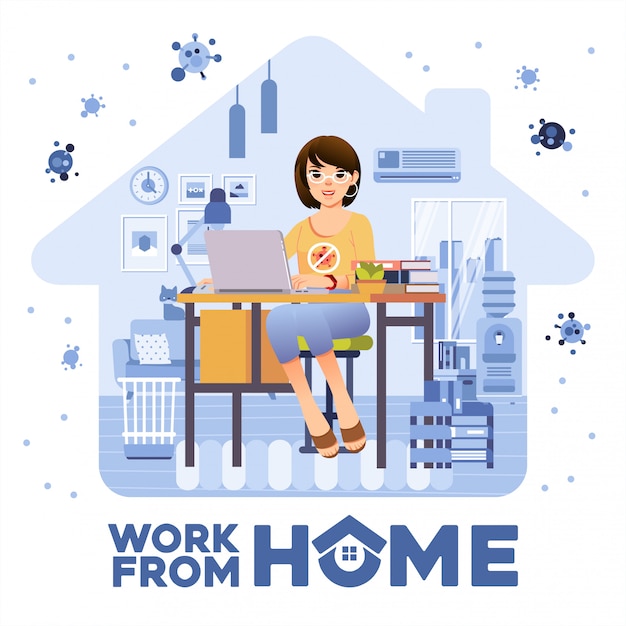 Download Premium Vector | Women freelancer working from home in the ...