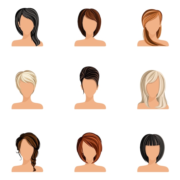 Premium Vector Women Hairstyles Collection 