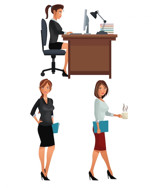 Download Premium Vector | Women office business coworkers employee