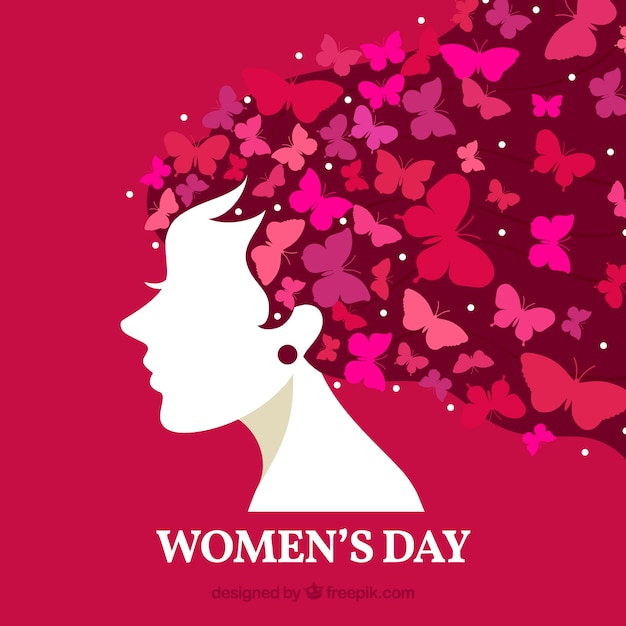 Women's day background with butterflies Free Vector