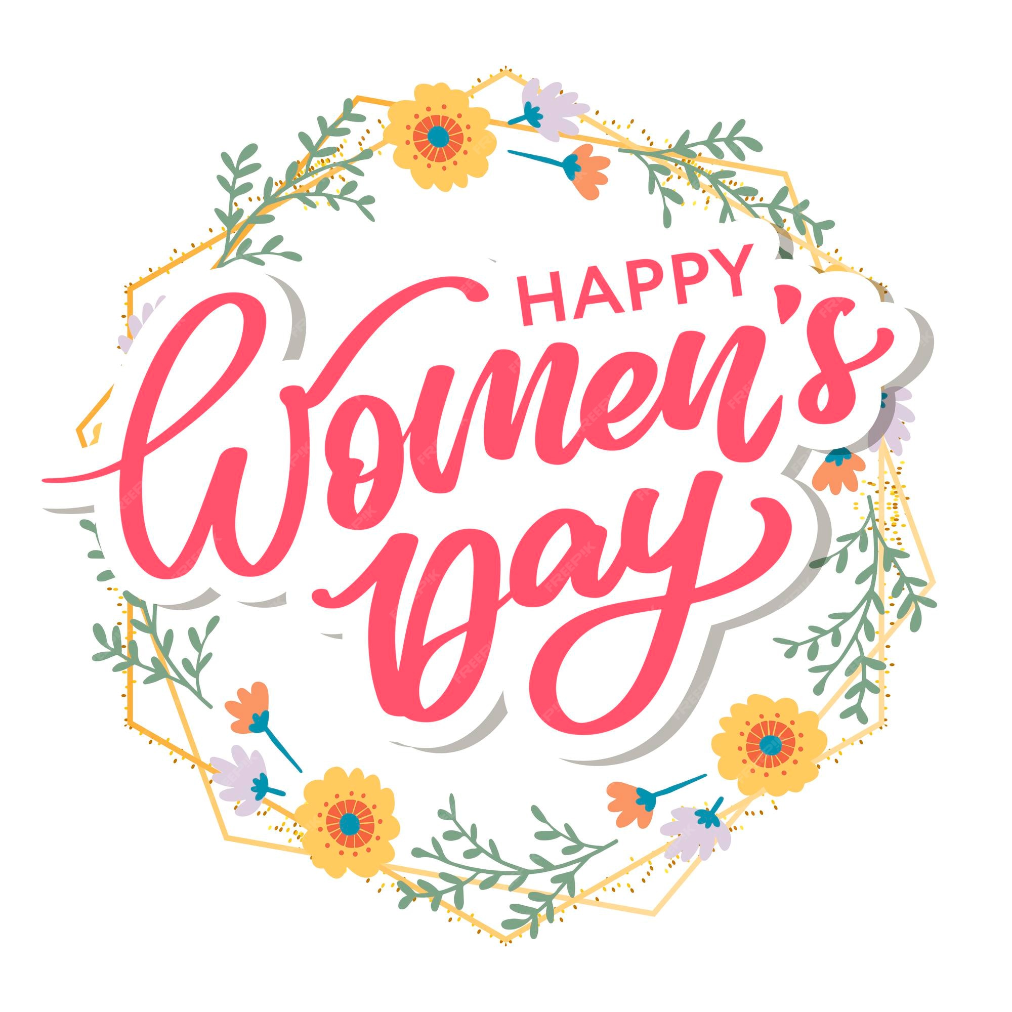 Premium Vector | Women's day hand drawn lettering. red text isolated on ...