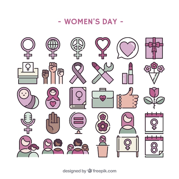 free vector women s day icon collection free vector women s day icon collection