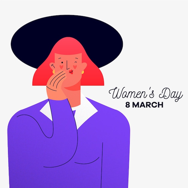 Download Women's day with woman winking | Free Vector