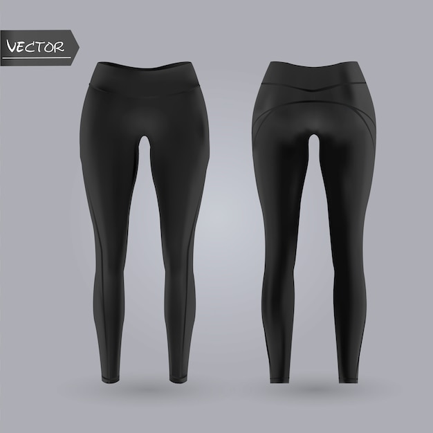 Download Women's leggings mockup in front and back view, isolated on a gray background. 3d realistic ...