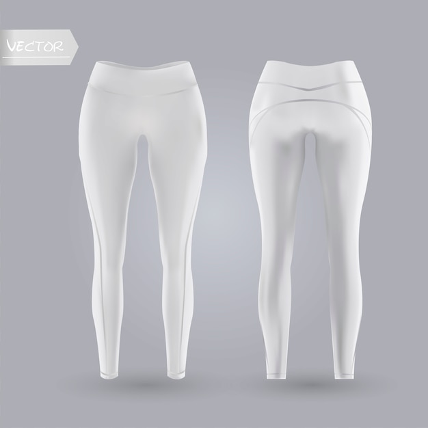 Premium Vector | Women's leggings mockup in front and back ...